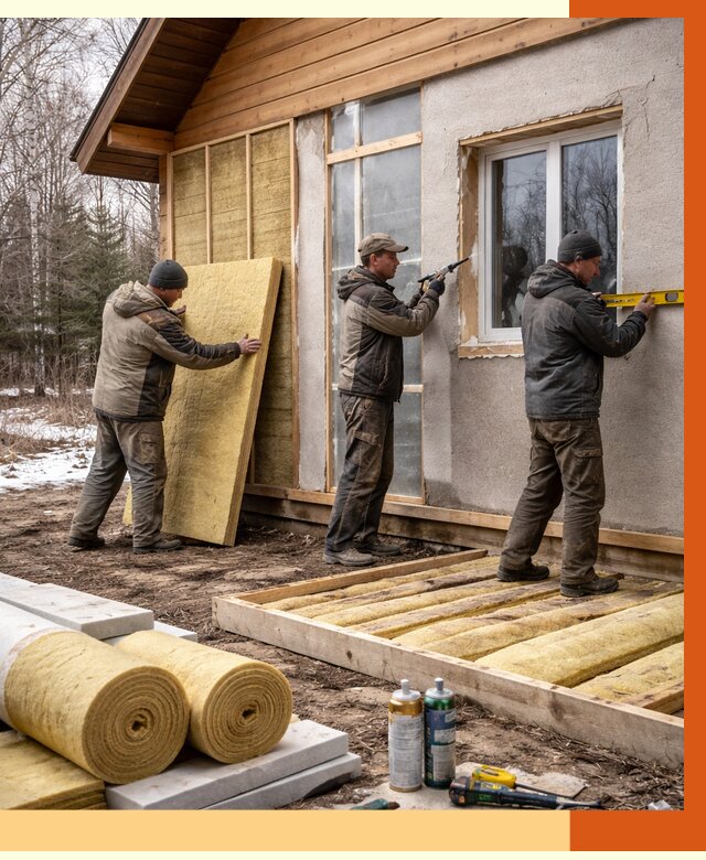 Утепление дачного дома в Биробиджане от 4816 руб/м2 — недорого | ТепломастерБрб