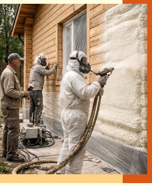 Утепление дома из бруса ППУ в Биробиджане от 3903 руб/м2 под ключ | ТепломастерБрб