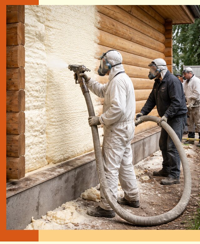 Утепление дома из бруса пенополиуретаном в Биробиджане