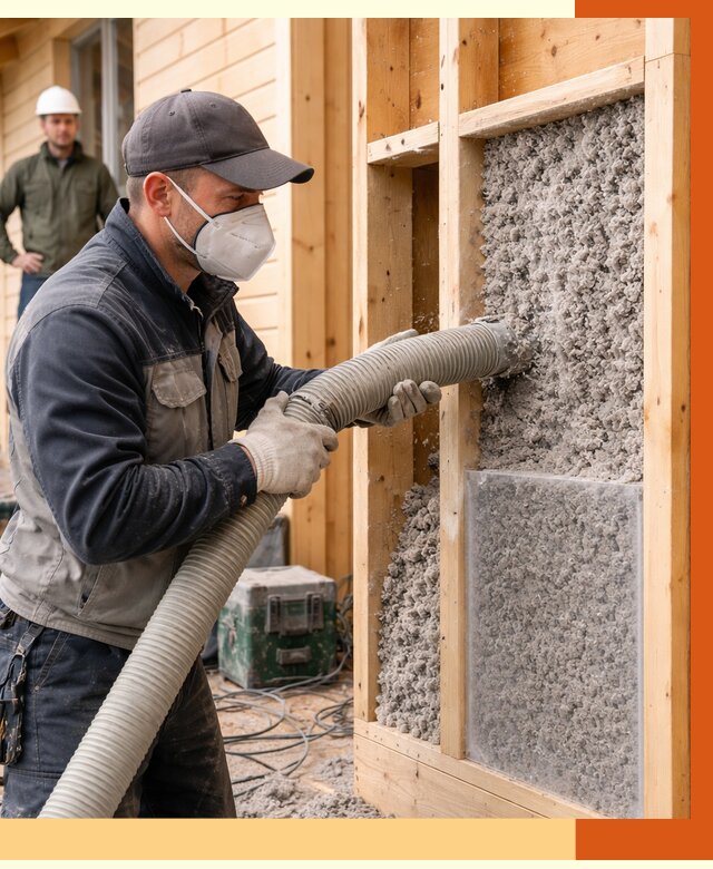 Утепление дома из бруса эковатой в Биробиджане от 1876 руб/м2 | ТепломастерБрб