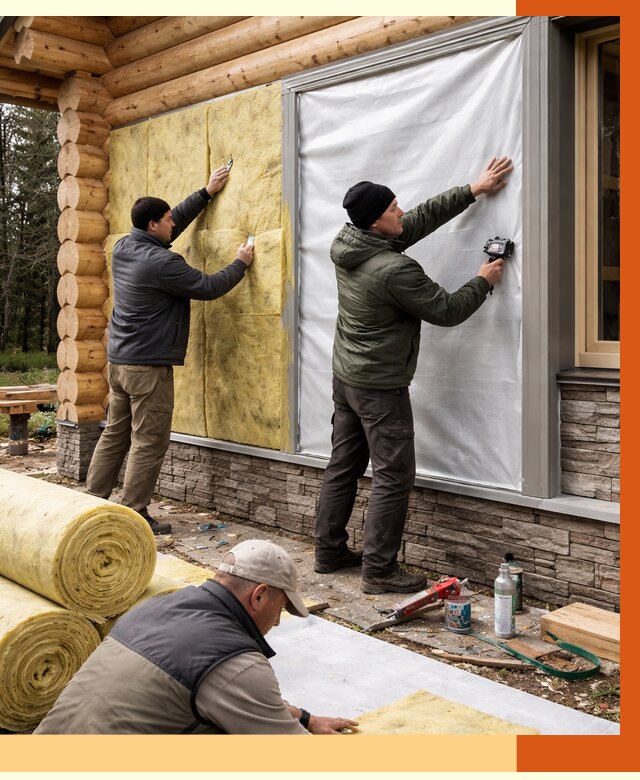 Утепление бревенчатого дома в Биробиджане от 7756 руб/м2 — заказать под ключ | ТепломастерБрб