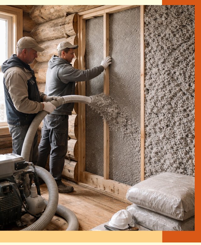 Утепление бревенчатого дома эковатой в Биробиджане от 2788 руб. | ТепломастерБрб