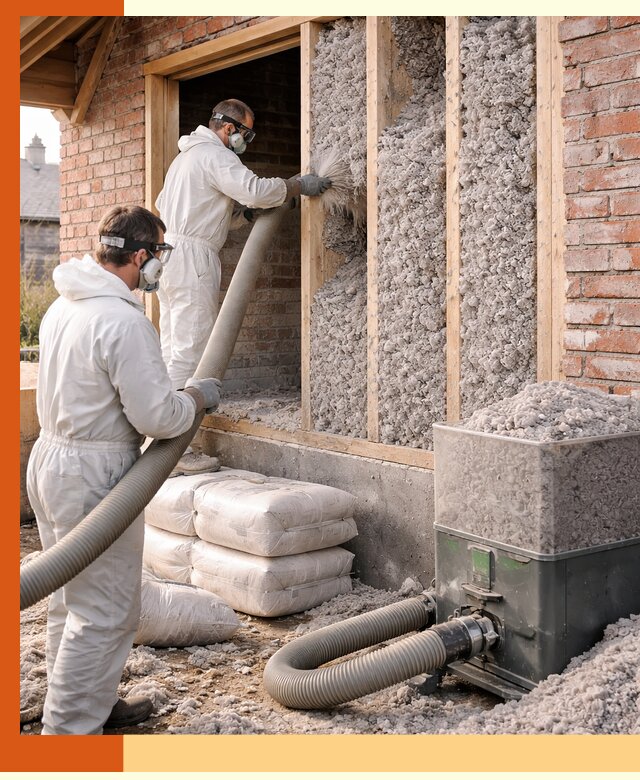 Утепление кирпичного дома эковатой в Биробиджане