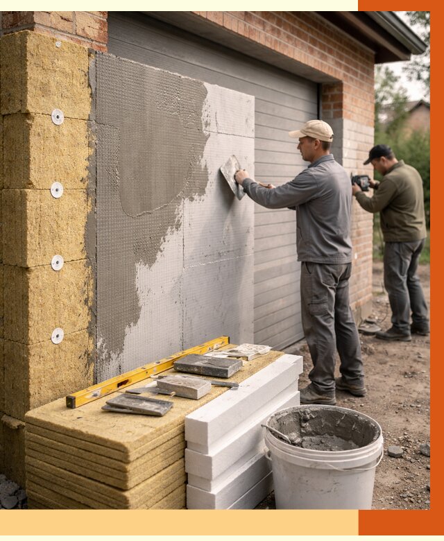 Утепление гаража снаружи в Биробиджане от 4258 руб. за м2 — наружное утепление под ключ | ТепломастерБрб