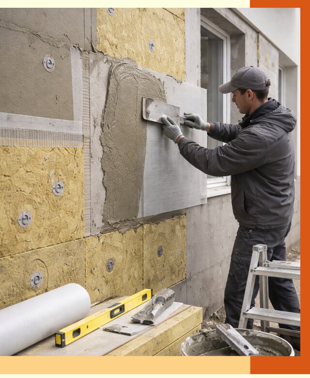 Утепление фасада под штукатурку в Биробиджане от 4258 руб/м2 — монтаж пенопластом и минватой | ТепломастерБрб