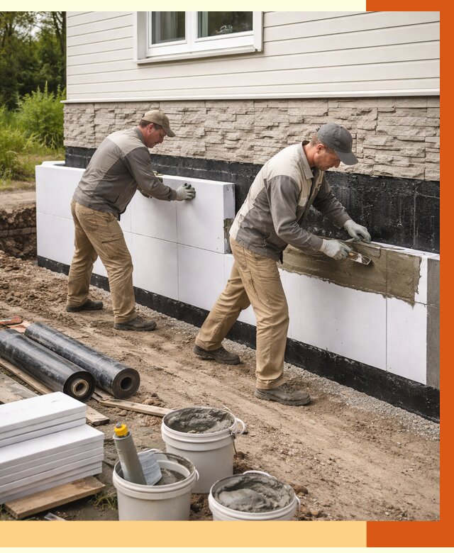 Утепление фундамента снаружи в Биробиджане от 4258 руб. за м² | ТепломастерБрб