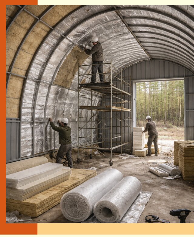 Утепление арочного ангара под ключ в Биробиджане