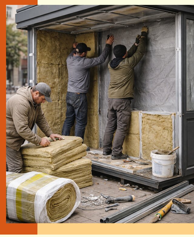 Утепление павильона шаурмы под ключ в Биробиджане