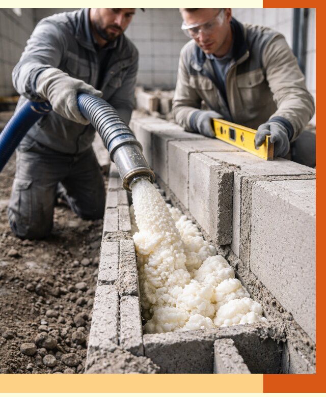 Заполнение колодцевой кладки ППУ в Биробиджане от 4258 руб. за м2 | ТепломастерБрб