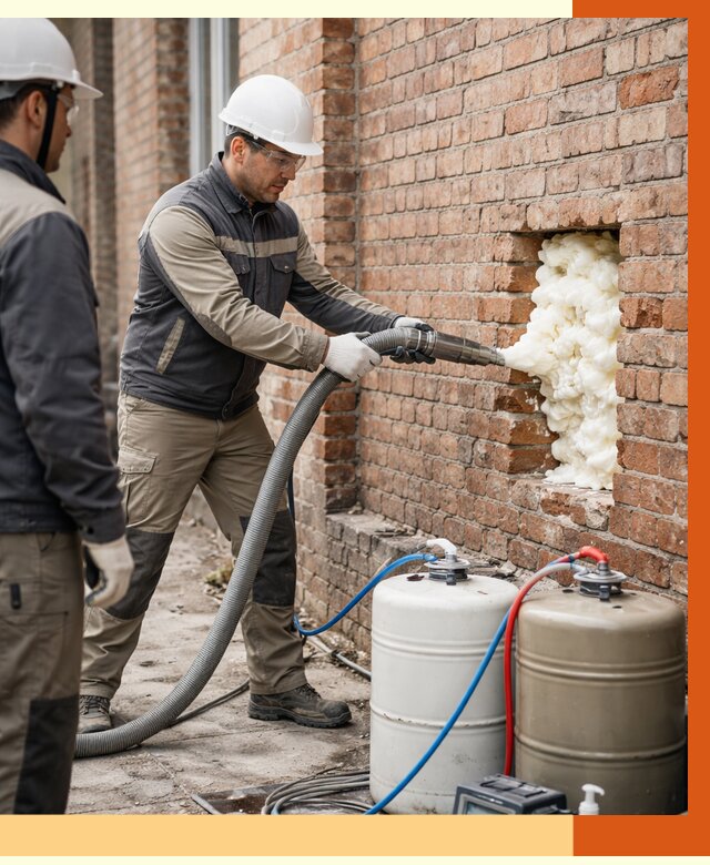 Заливка ППУ в пустоты кирпичной стены в Биробиджане от 2788 руб. | ТепломастерБрб