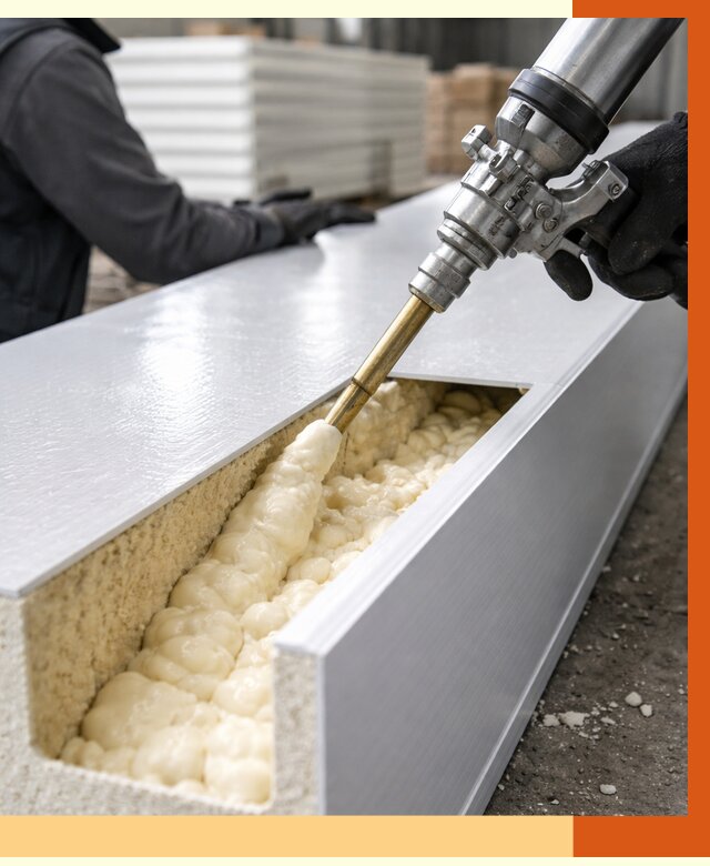 Заполнение пустот холодильных панелей в Биробиджане от 7604 руб. | ТепломастерБрб