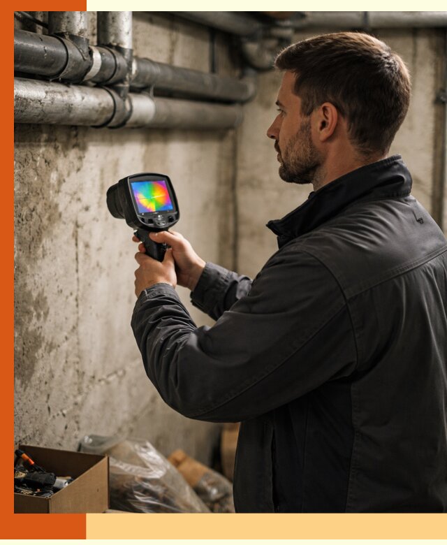 Тепловизионное обследование подвала в Биробиджане для поиска утечек тепла