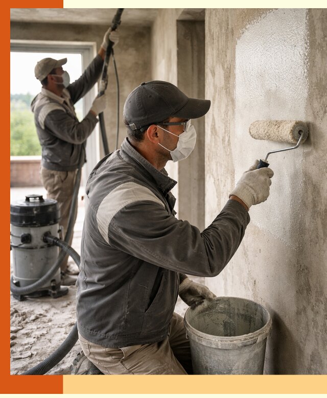 Подготовка поверхности под напыление утеплителя в Биробиджане